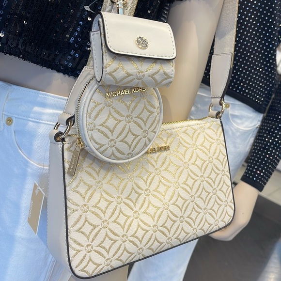 MICHAEL KORS Jet Set Travel Small Logo Jacquard Crossbody With Tech Attach NWT - Picture 9 of 16